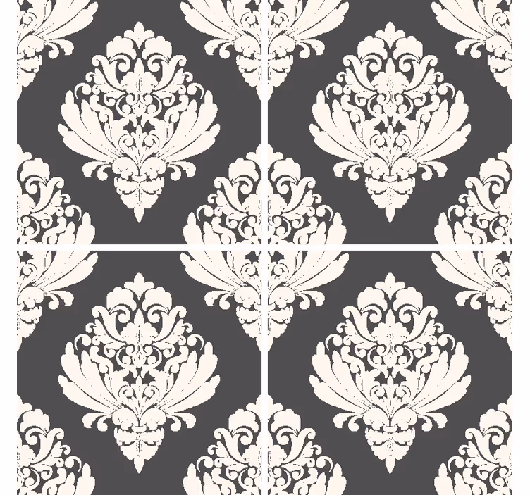 Posavasos vintage ramo floral color gris - TenVinilo