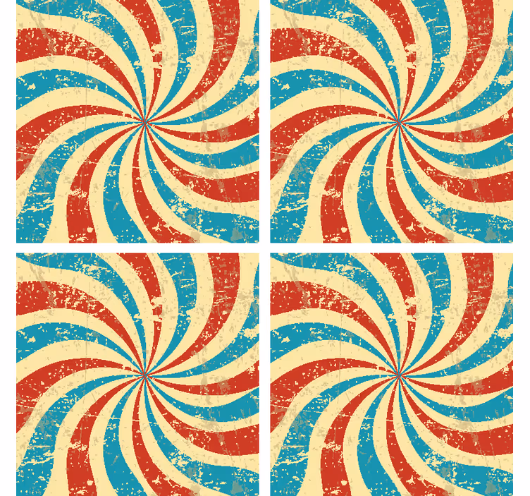 Portavasos vintage patrón rojo y azul en espiral - TenVinilo