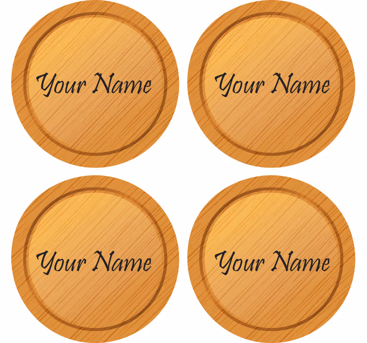 Posavasos con nombre redondo textura madera - TenVinilo