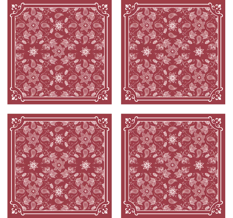 Portavasos vintage azulejo con patrón floral - TenVinilo