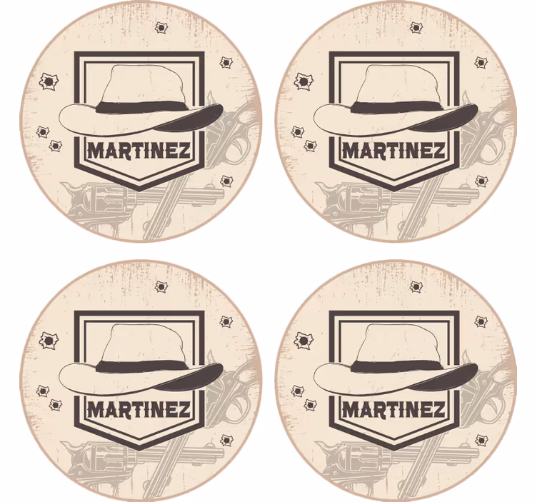Posavasos cowboy sombrero vaquero con nombre - TenVinilo