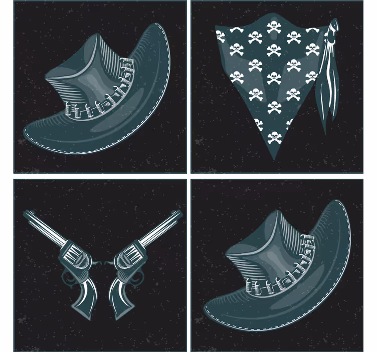 Posavasos frikis revólveres cruzados y bandana - TenVinilo