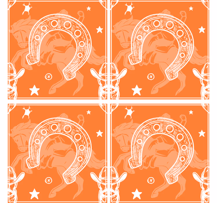 Posavasos cowboy patrón herradura naranja - TenVinilo