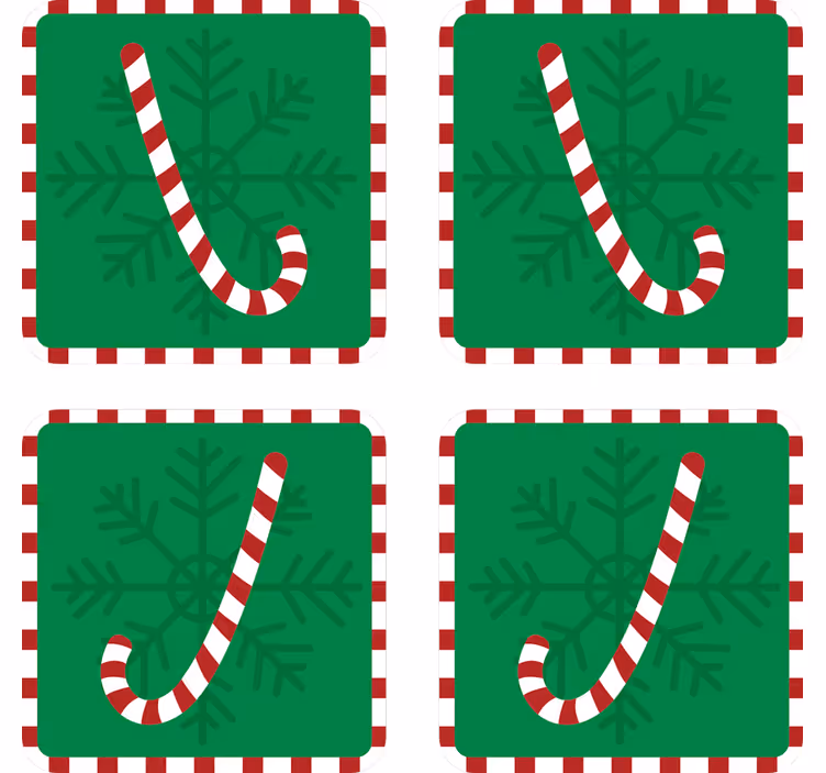 Portavasos navideño diseño de copo de nieve y bastón - TenVinilo