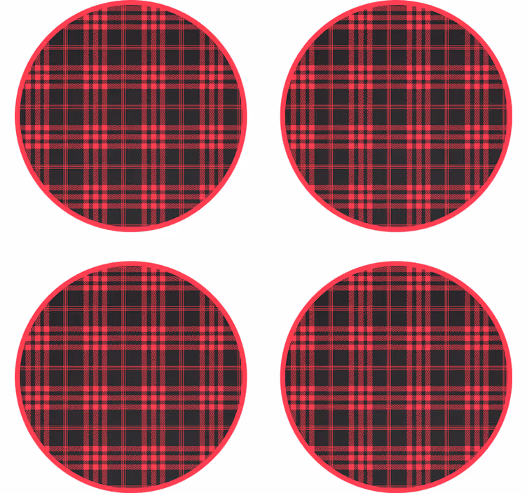 Portavasos patrón de cuadros rojos y negros - TenVinilo