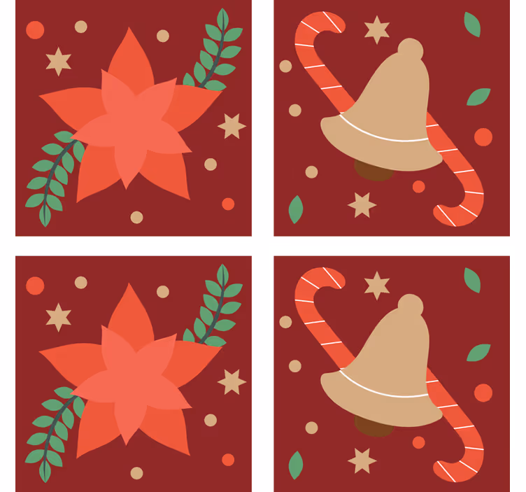 Portavasos navideño motivo de flor de nochebuena y campana - TenVinilo