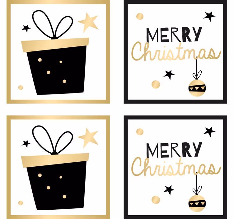 Portavasos navideño diseño de regalo feliz - TenVinilo