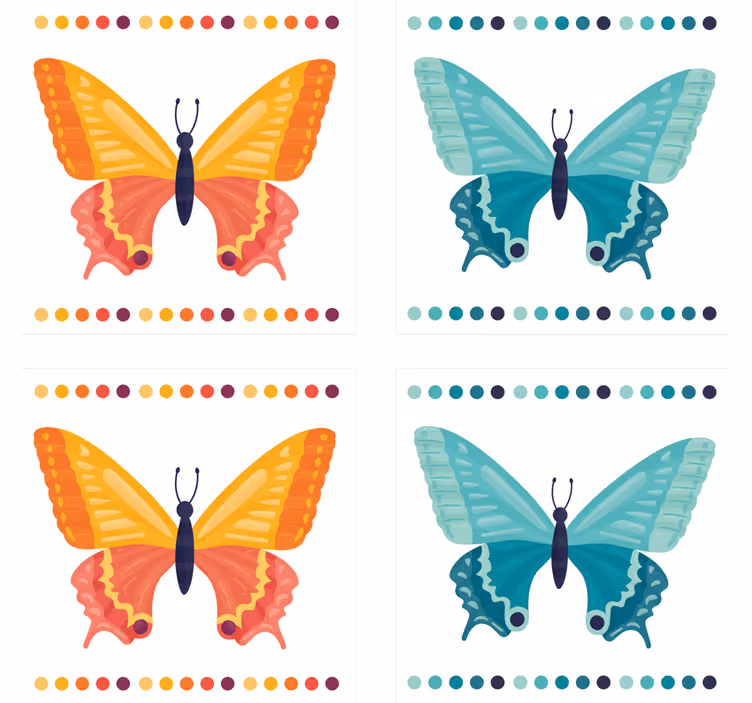 Posavasos frikis con patrones de mariposas coloridas - TenVinilo