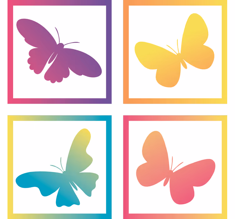 Portavasos moderno siluetas de mariposas vibrantes - TenVinilo