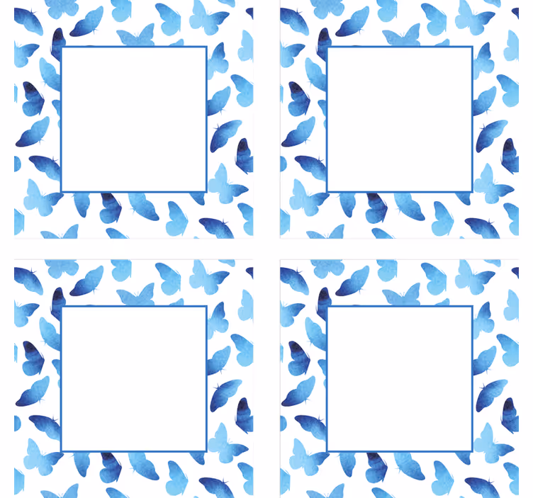 Portavasos personalizable mariposas con marco azul - TenVinilo