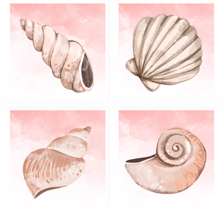 Portavasos moderno con conchas y salpicaduras rosas - TenVinilo
