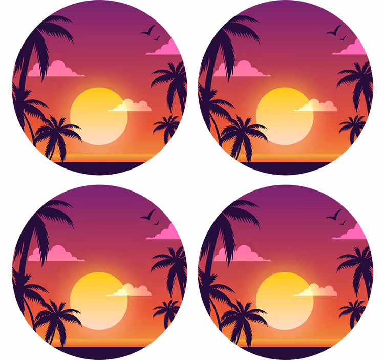 Posavasos frikis motivo atardecer tropical - TenVinilo