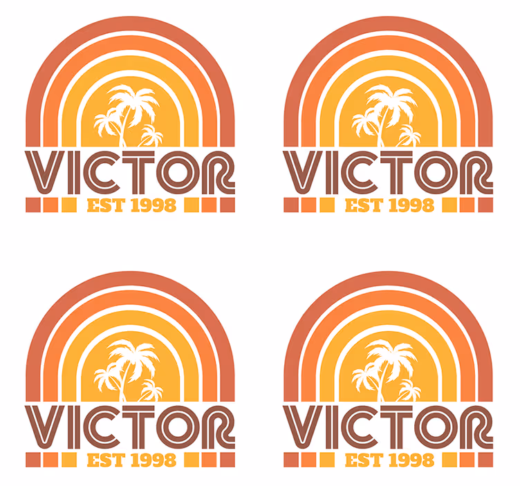 Portavasos personalizable emblema retro de palmeras - TenVinilo