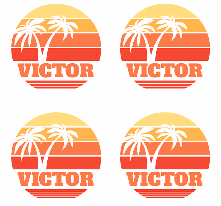 Portavasos personalizable atardecer tropical con palmeras - TenVinilo