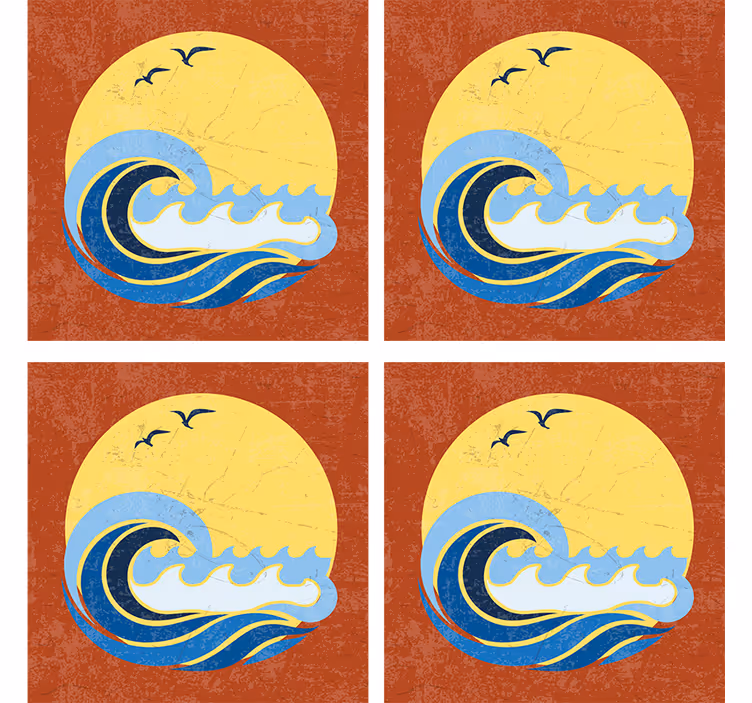 Posavasos frikis diseño olas del atardecer - TenVinilo