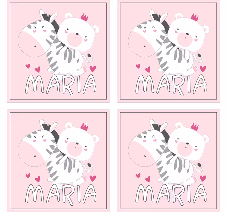Portavasos personalizable dúo de oso y cebra adorable - TenVinilo