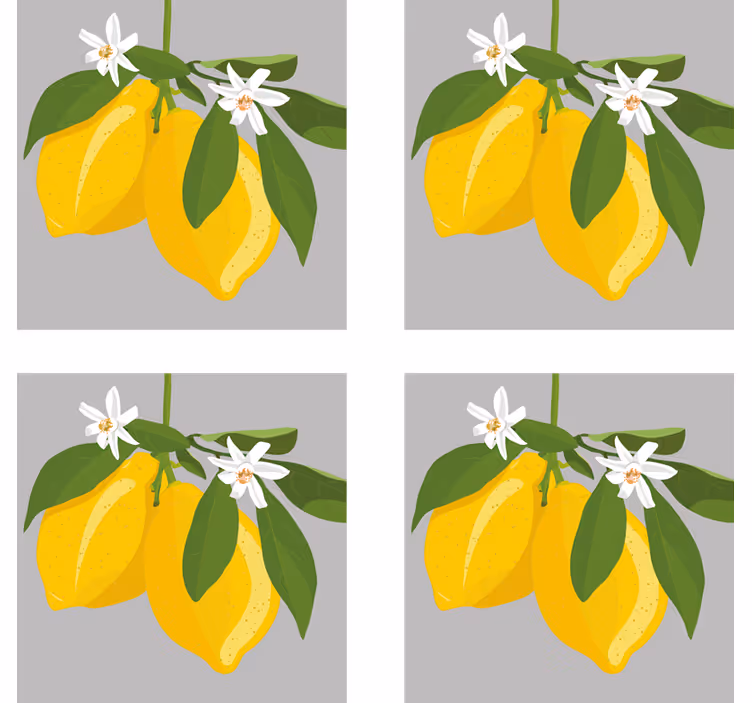 Portavasos moderno limones amarillos con hojas - TenVinilo