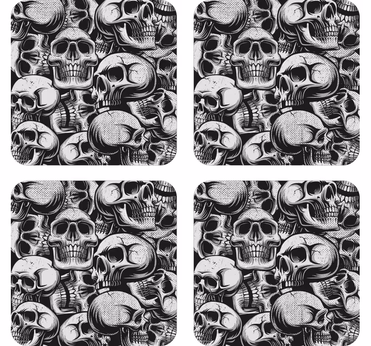 Posavasos frikis patrón de calaveras monocromo - TenVinilo