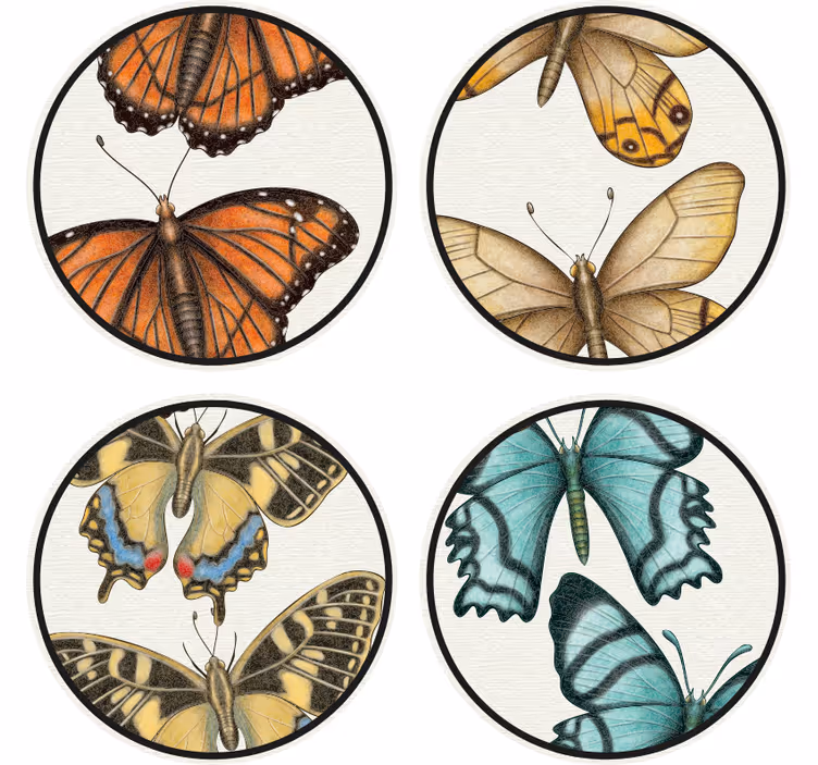 Posavasos frikis set de mariposas coloridas - TenVinilo