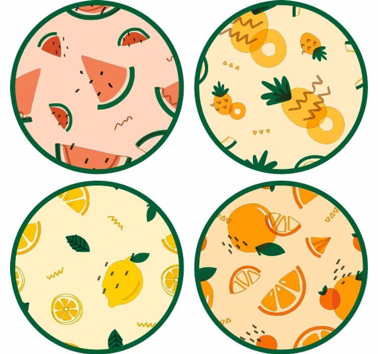 Posavasos frikis con patrones de frutas tropicales - TenVinilo