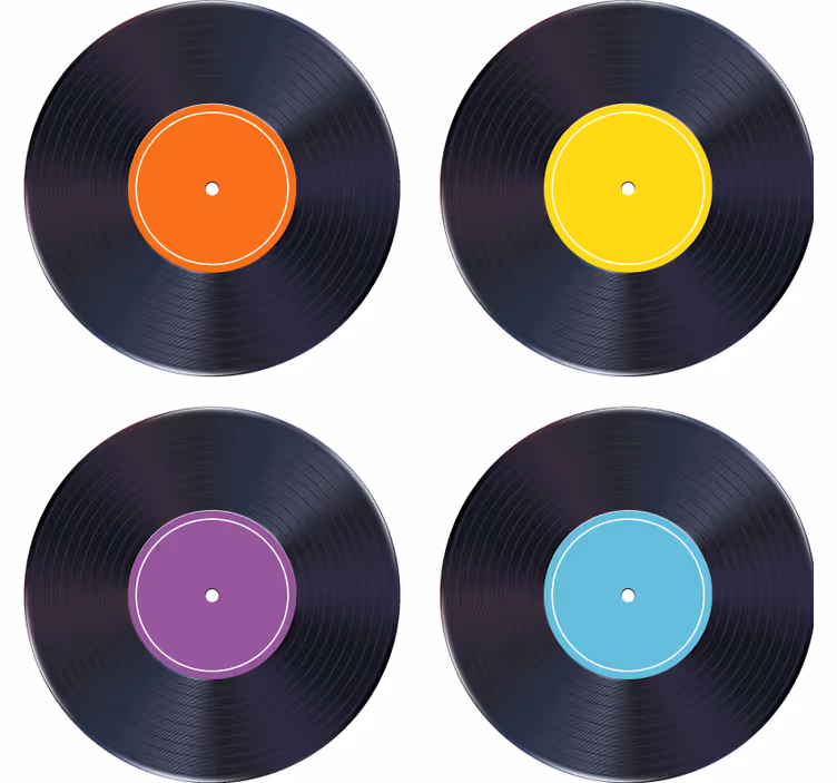 Portavasos vintage discos de vinilo coloridos - TenVinilo