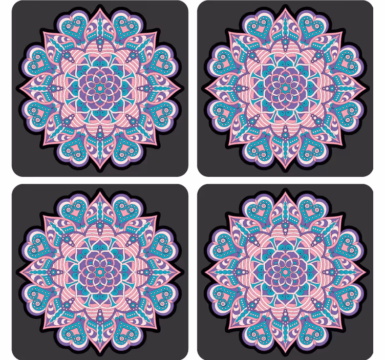 Posavasos frikis mandala de corazón colorido - TenVinilo