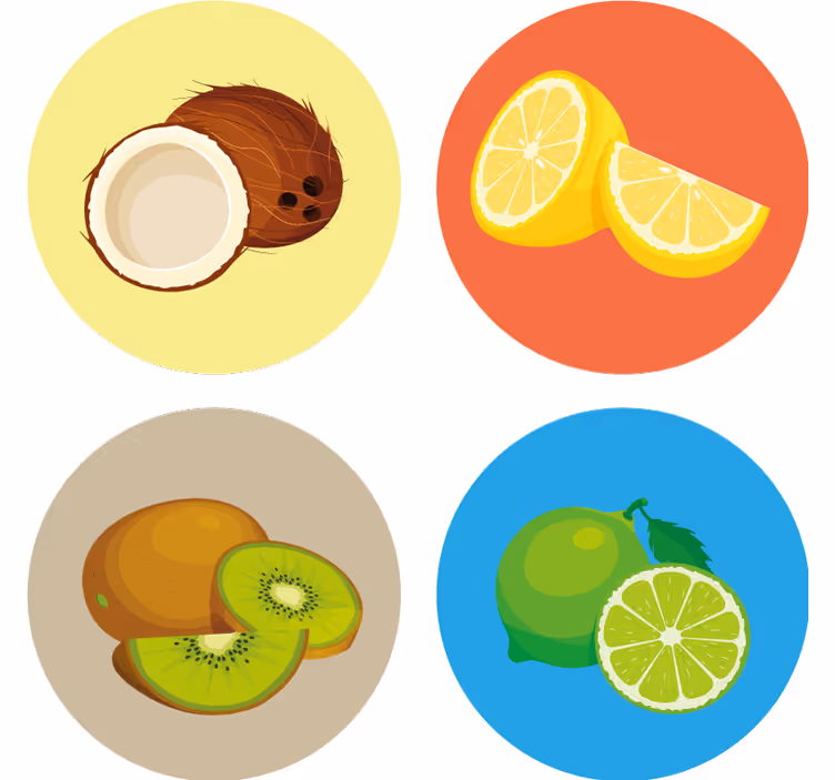 Frutas cortadas a la mitad más posavasos - TenVinilo