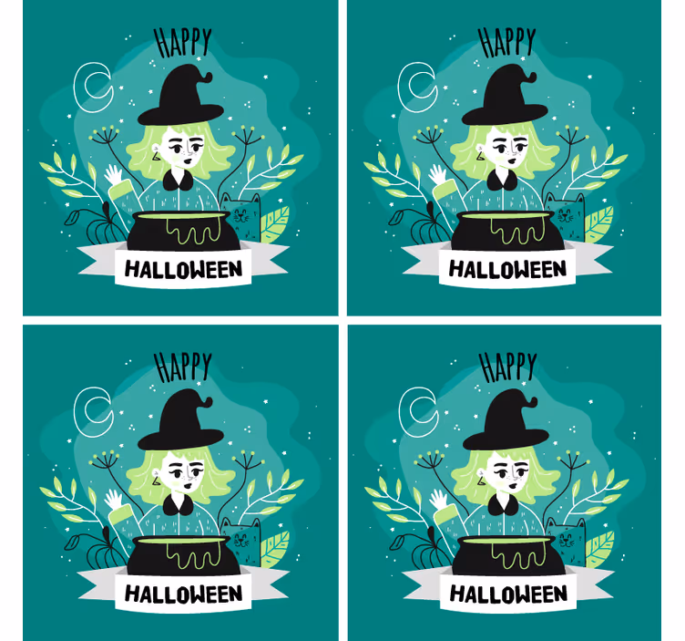 Portavasos halloween bruja con caldero - TenVinilo