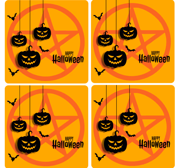 Murciélago en pentagrama posavasos de halloween - TenVinilo