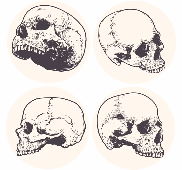 Posavasos frikis set de ilustraciones de calaveras - TenVinilo