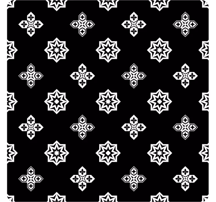 Posavasos azulejo Azulejo de patrón vintage blanco y negro - TenVinilo
