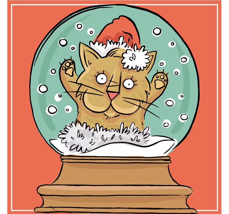 Portavasos navideño globo de nieve gato festivo - TenVinilo