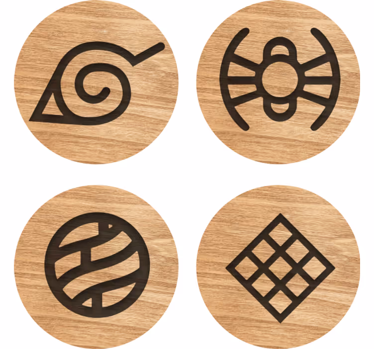 Posavasos frikis Patrón de madera de naruto - TenVinilo