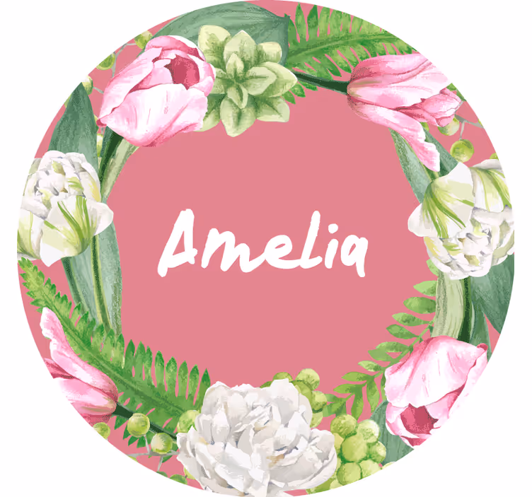 Portavasos personalizable corona floral rosa - TenVinilo