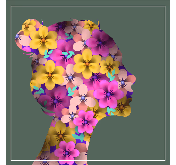 Posavasos moderno Silueta de mujer con flores - TenVinilo