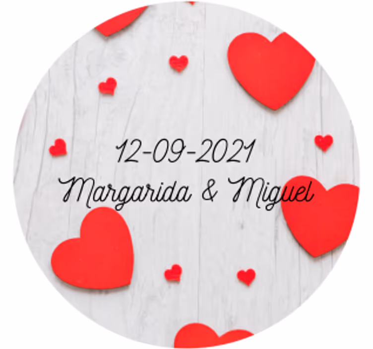 Portavasos boda personalización corazones y fecha - TenVinilo