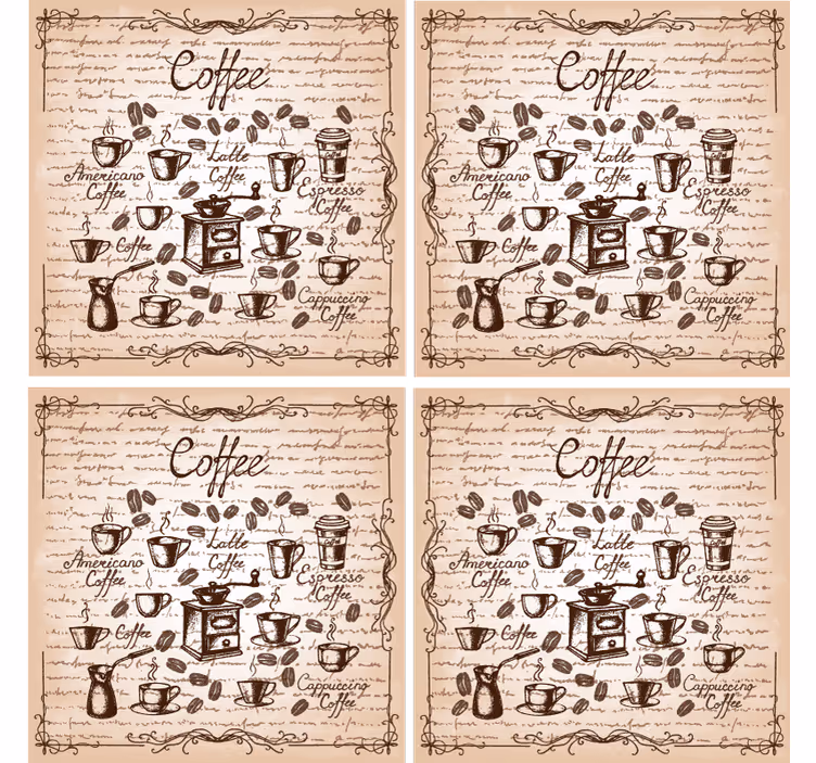 Portavasos personalizable ilustración de tipos de café - TenVinilo