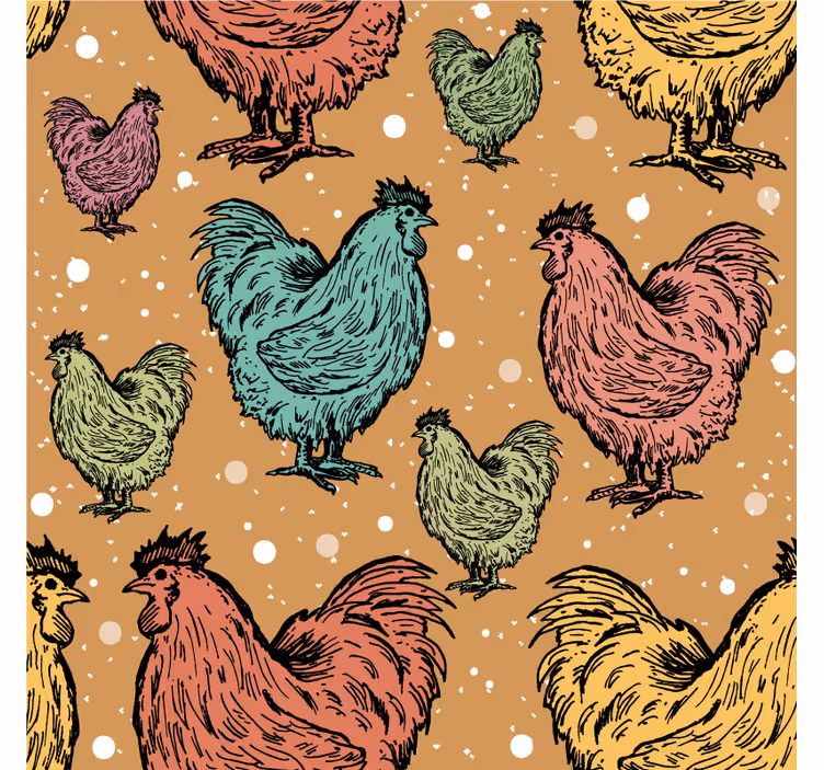 Posavasos frikis con patrones coloridos de gallinas - TenVinilo