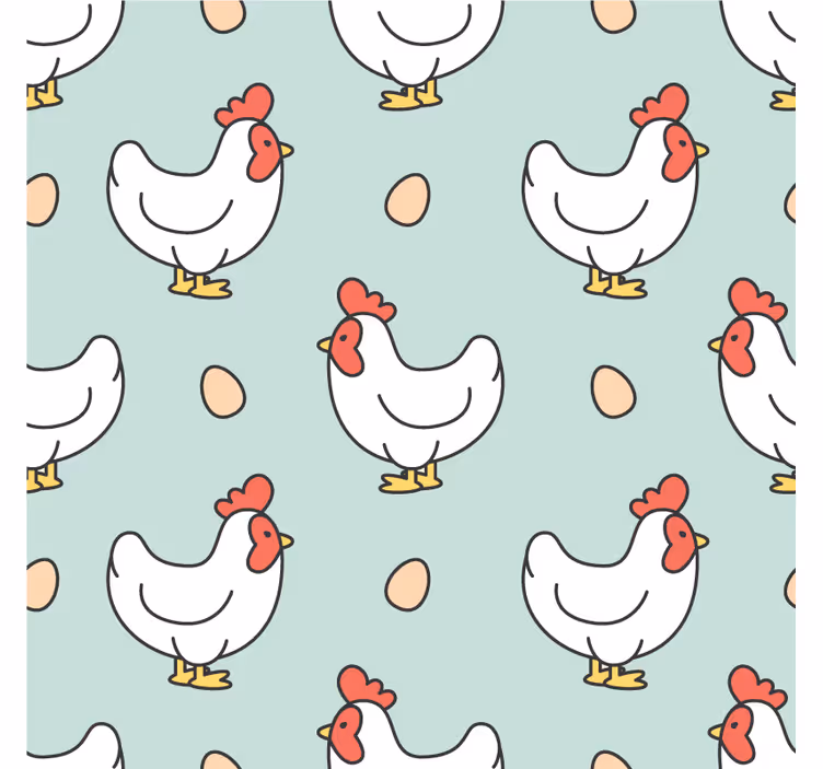 Portavasos moderno con diseño de gallinas y huevos - TenVinilo