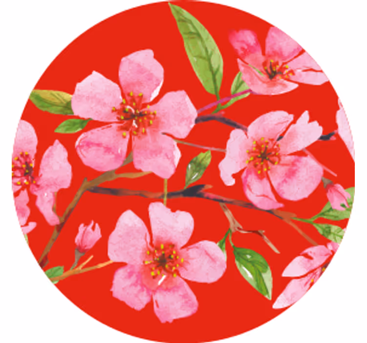 Hermosa acuarela posavasos de flores de sakura - TenVinilo
