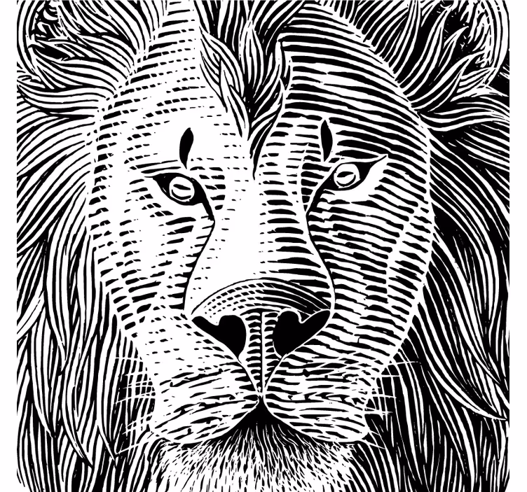Posavasos frikis ilustración de león detallada - TenVinilo