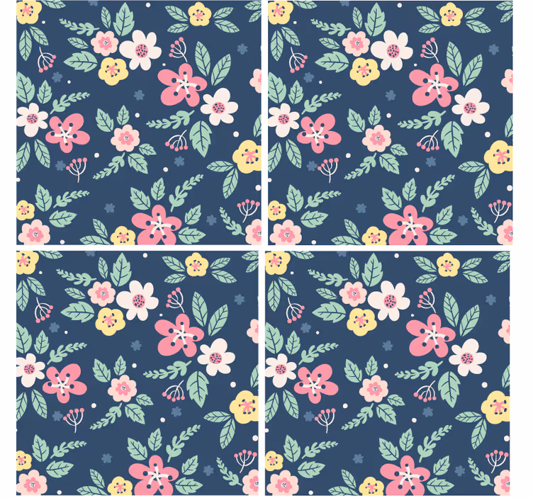 Posavasos moderno Flores de dibujos animados - TenVinilo