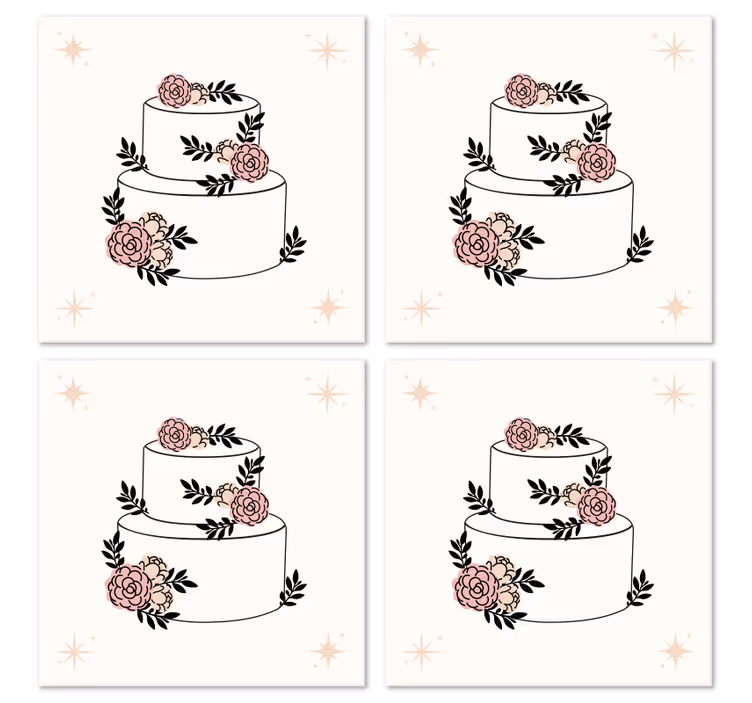 Posavasos boda Pastel de flores - TenVinilo