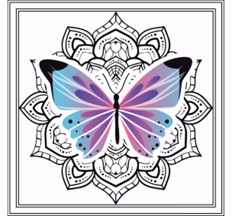 Mariposas turquesas y posavasos mandala - TenVinilo