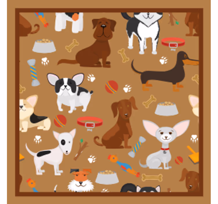 Portavasos moderno ilustraciones de perros juguetones - TenVinilo