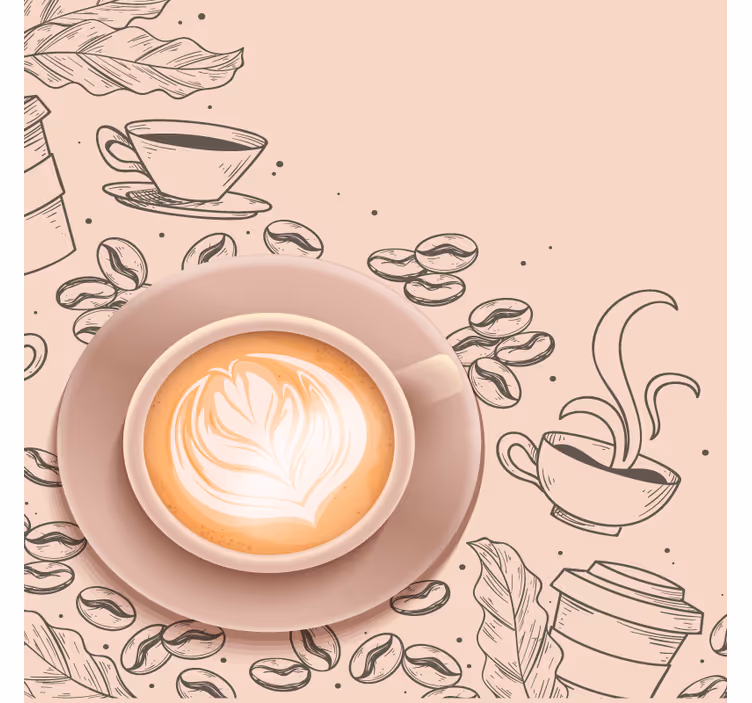 Portavasos moderno arte de taza de café elegante - TenVinilo