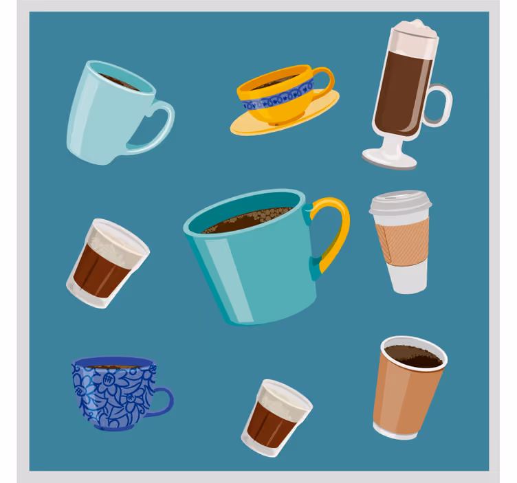 Portavasos moderno variedad de tazas de café - TenVinilo