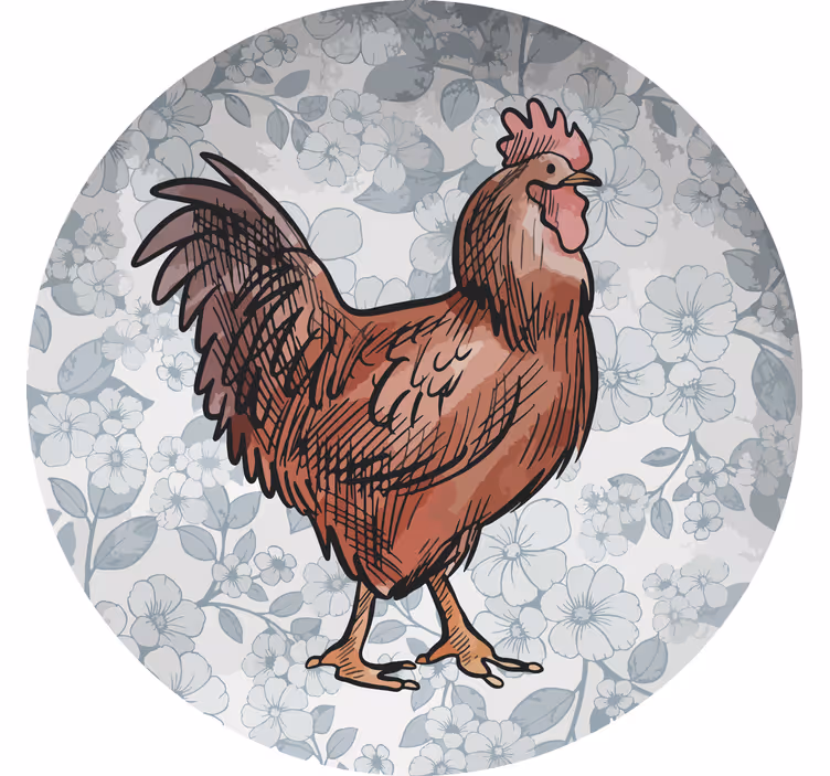 Portavasos moderno ilustración de pollo floral - TenVinilo