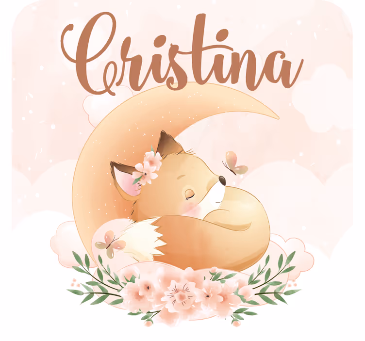 Posavasos personalizable Lindo zorro para niña con nombre - TenVinilo