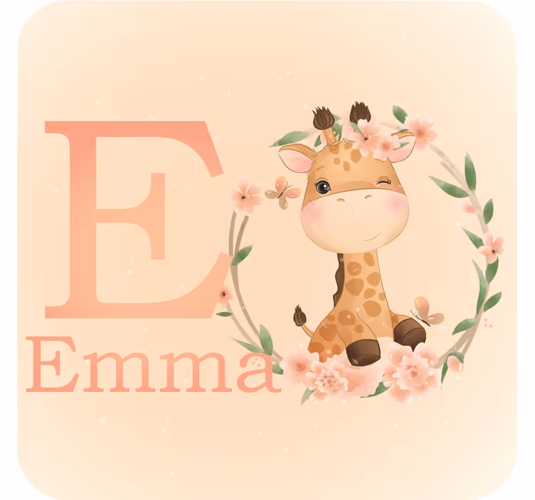Posavasos personalizable Linda jirafa para niña con nombre - TenVinilo